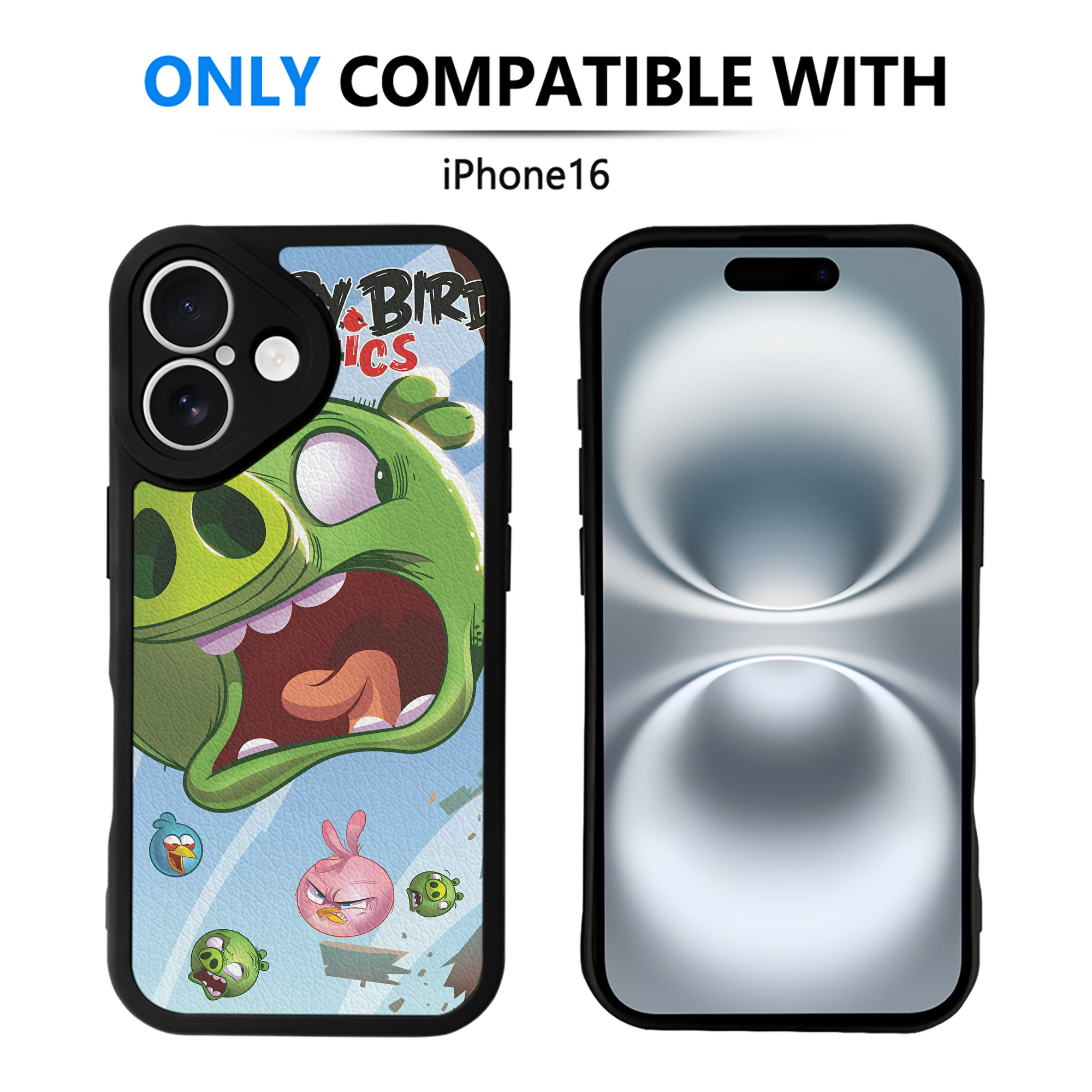 （画像用） Angry Birds アングリーバード 【iPhone 16シリーズ対応】シリコンスマホケース（レザー調） 材質：シリコン
